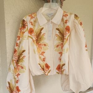 Calypso St. Barth Cream Blouse with Orange Top Sz M